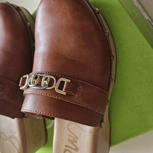 Sam Edelman KAYE Brown  Clogs with Gold Accent